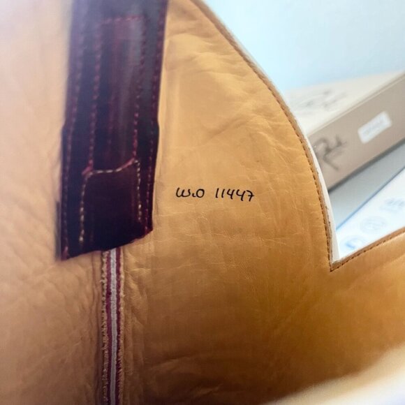 Rod Patrick Mens Cowboy Boots 9A Brown Mocha Bison Leather Square Toe Western - Picture 10 of 10